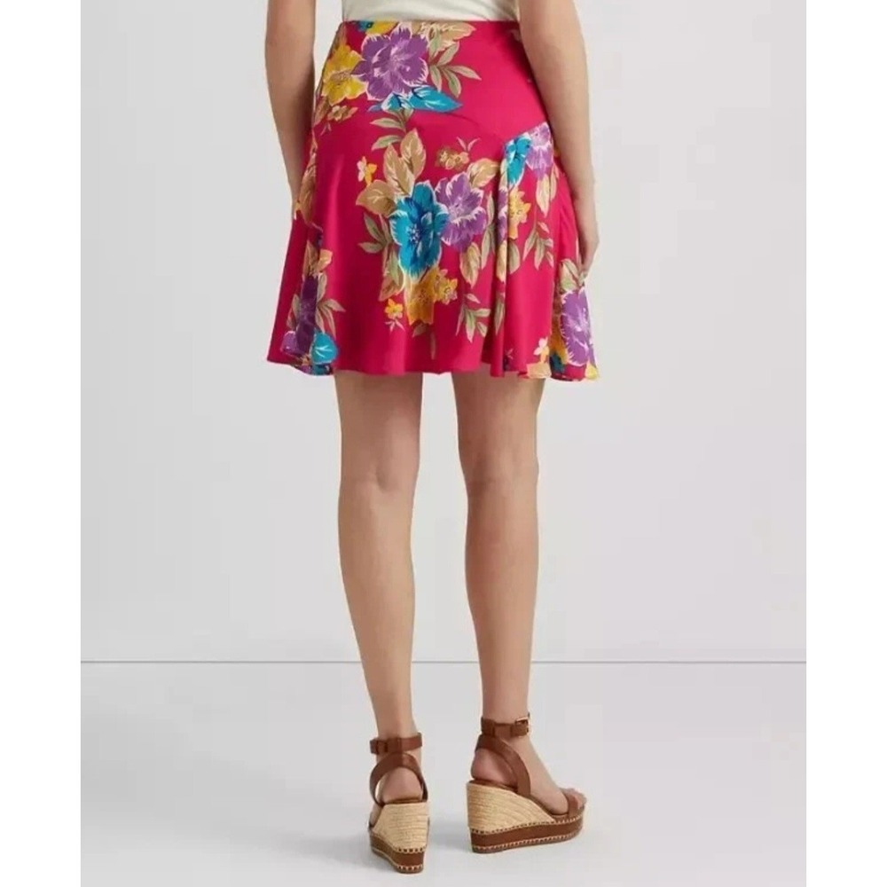 Lauren Ralph Lauren Georgette Floral Skirt Womens Size 6 Fuchsia Pink A-line - Picture 6 of 13